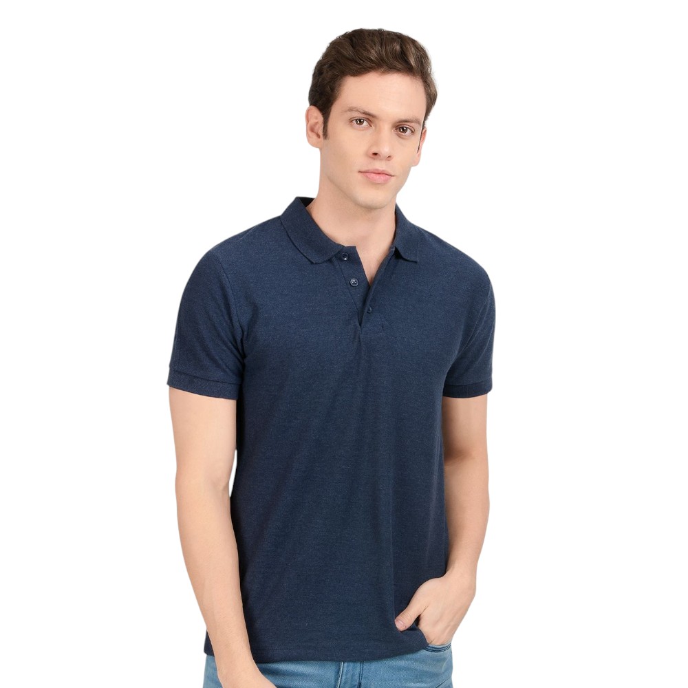 Scott Young New Polo T-Shirt- Navy Melange - Image 12