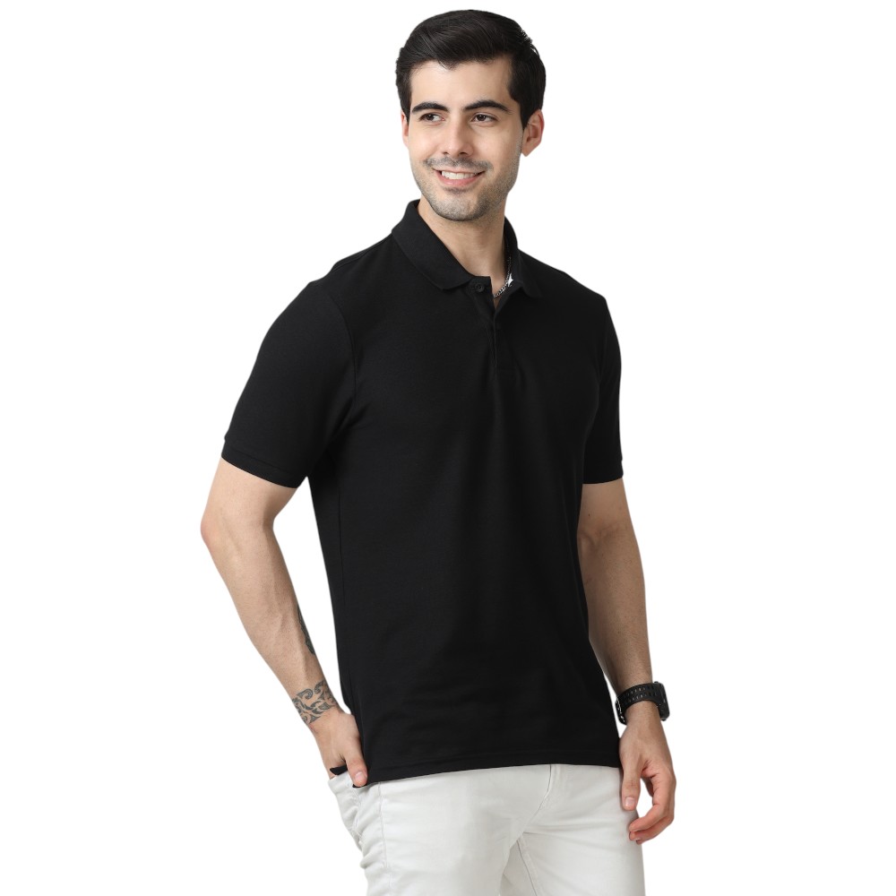 Marks & Spencer Polo T-shirt Plain- Black - Image 28