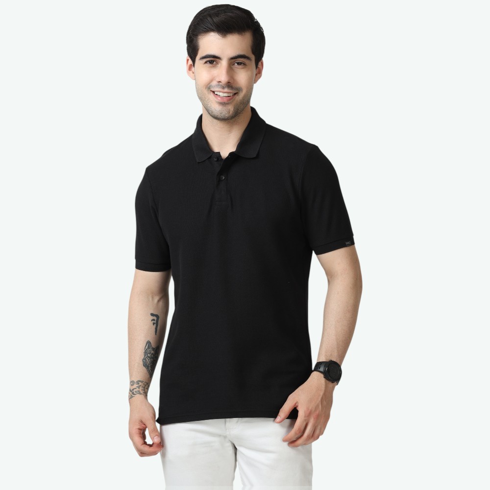 Marks & Spencer Polo T-shirt Plain- Black - Image 20
