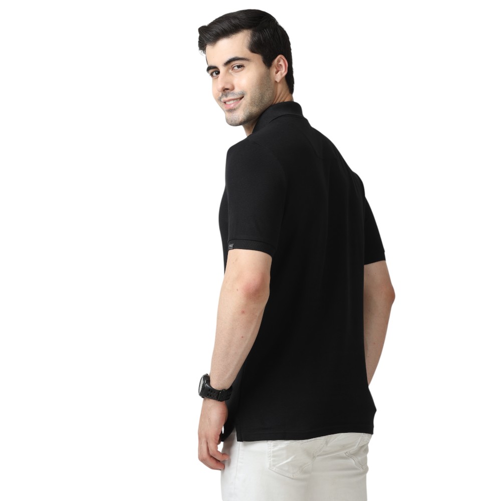 Marks & Spencer Polo T-shirt Plain- Black - Image 8