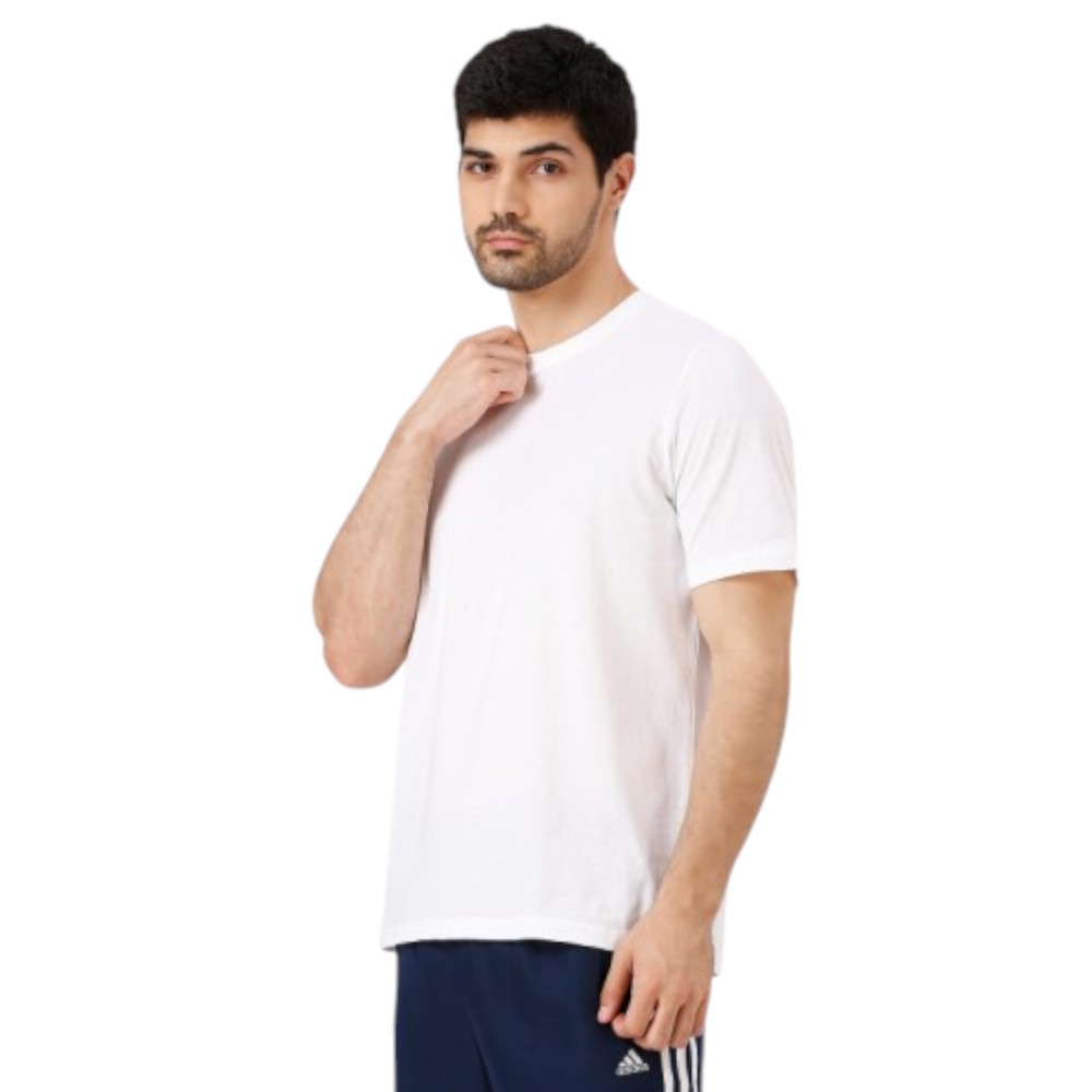 Adidas 100% Cotton Round Neck T-Shirt- White - Image 5