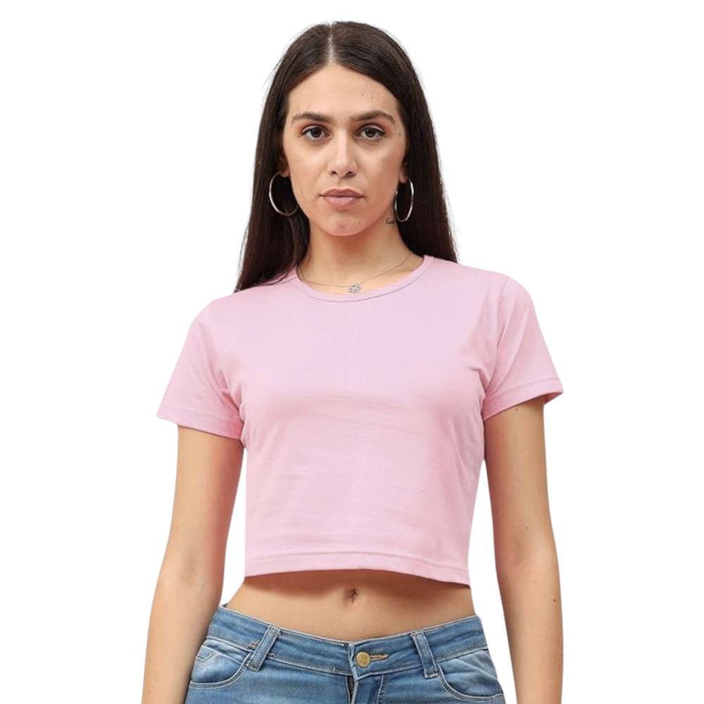 Scott Cotton Crop Top T-shirt-Pink - Image 14