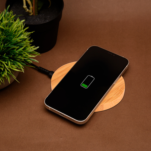 Olive- Wireless Bamboo Charger- 15W- Natural Brown - Image 6