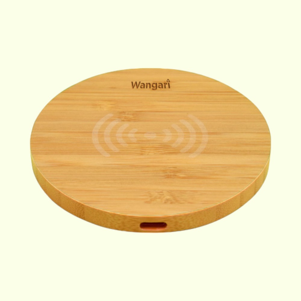 Olive- Wireless Bamboo Charger- 15W- Natural Brown - Image 2