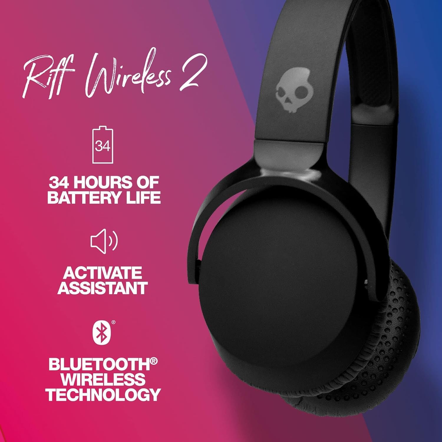 Skullcandy RIEF Wireless 2 Headphones-34 Hrs Black - Image 6