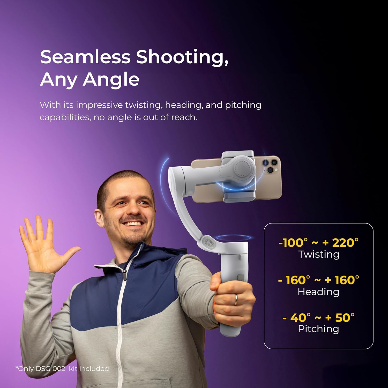 Digitek Foldable Smartphone Gimbal Stabilizer (Dsg 002)-White - Image 8