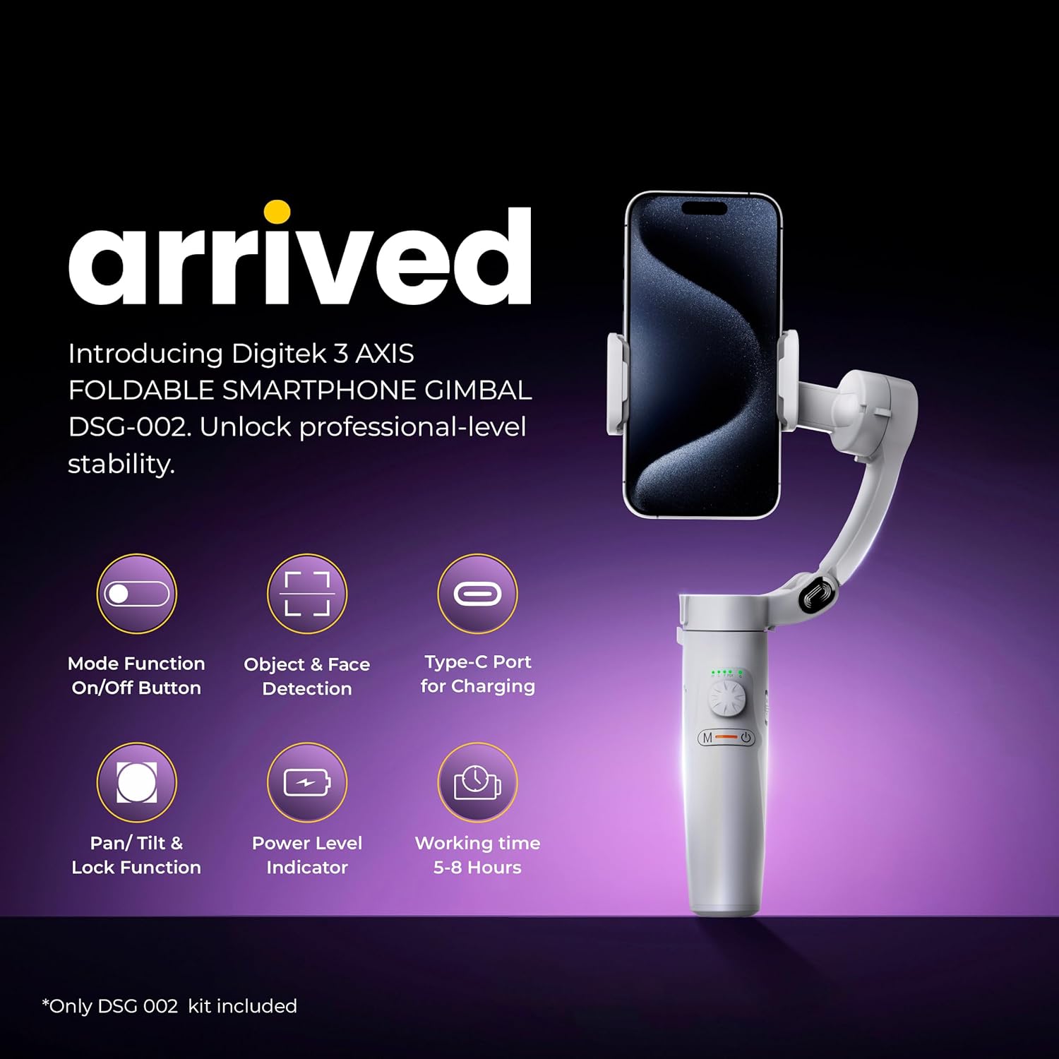 Digitek Foldable Smartphone Gimbal Stabilizer (Dsg 002)-White - Image 24