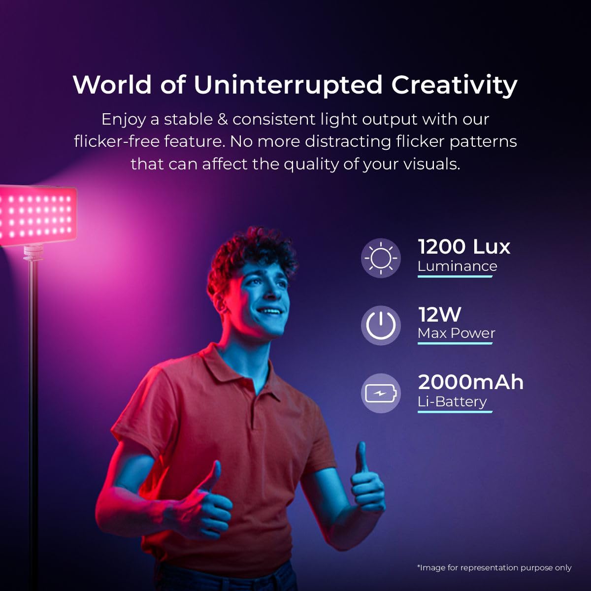 Digitek Portable 12W Multi Color Led Video Light (D12W Ml Rgb)-Blue - Image 42