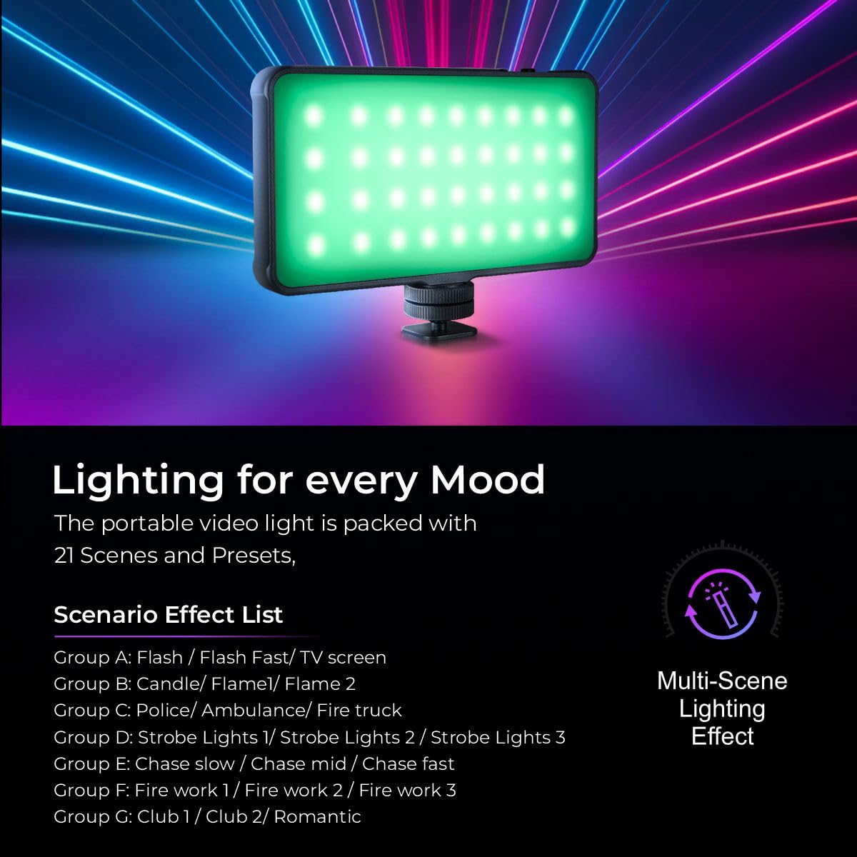 Digitek Portable 12W Multi Color Led Video Light (D12W Ml Rgb)-Blue - Image 18