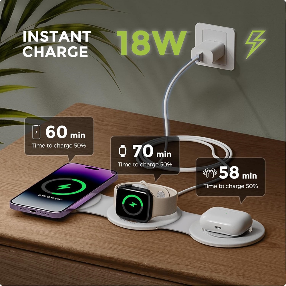 Wayona 3 IN 1 Foldable Magnetic 18W Fast Wireless Charging Pad - Image 20