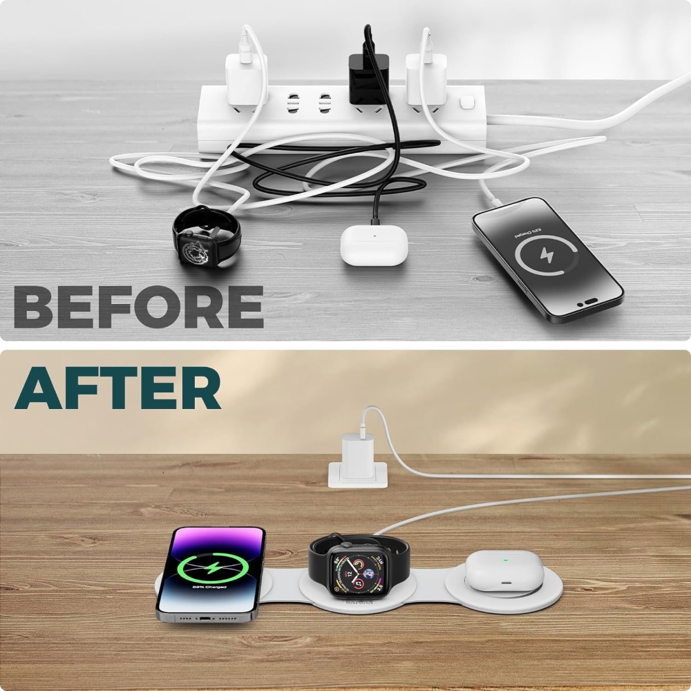Wayona 3 IN 1 Foldable Magnetic 18W Fast Wireless Charging Pad - Image 12