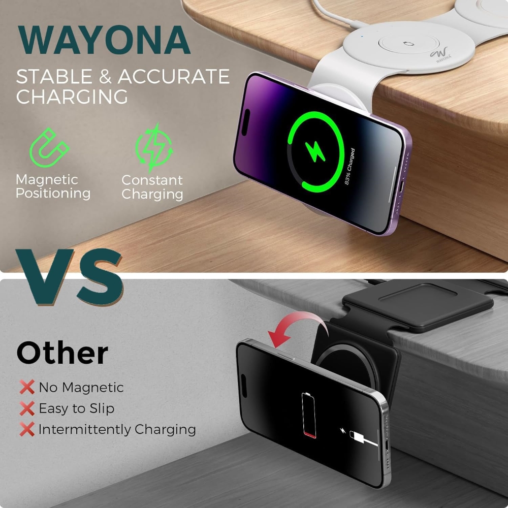 Wayona 3 IN 1 Foldable Magnetic 18W Fast Wireless Charging Pad - Image 2