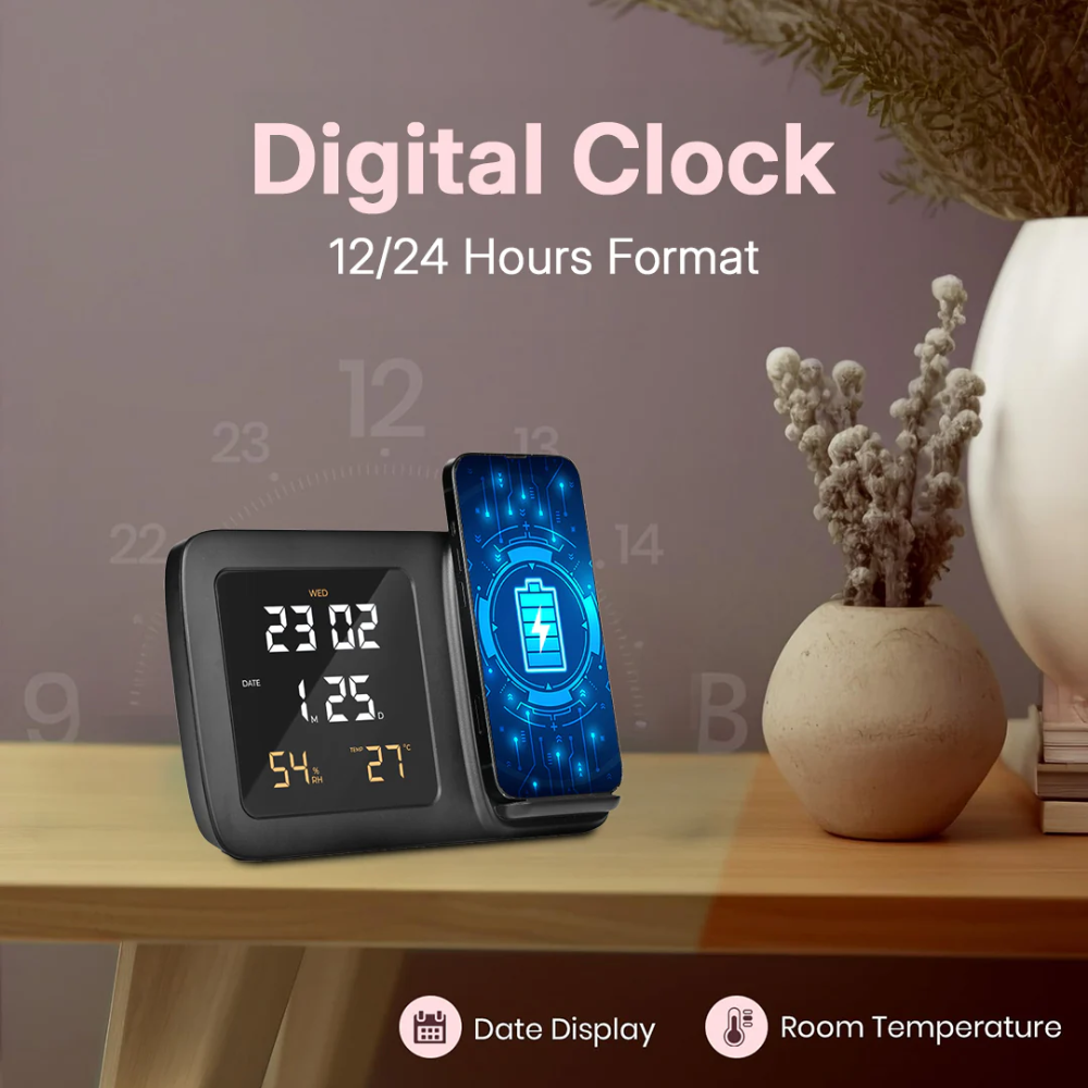 Glow Gadgets Shimmer-Wireless With Clock-Black - Image 12