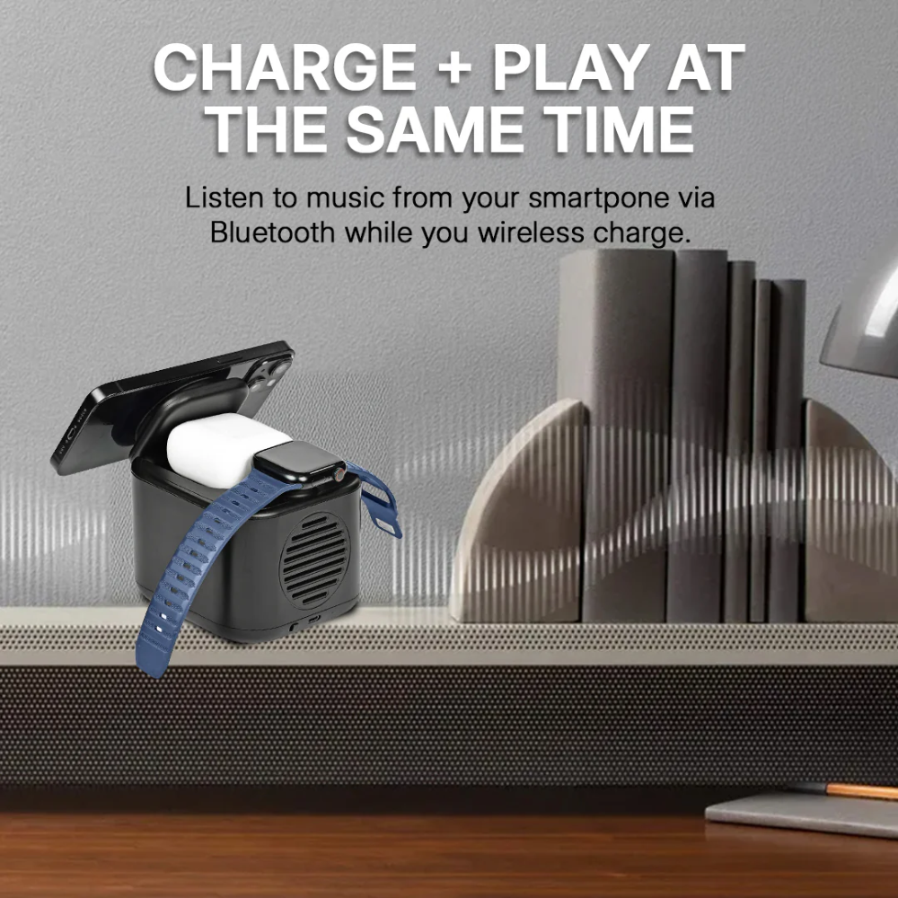 Glow Gadgets Ignite-Bluetooth Speaker With 3 in 1 Wireless Charging- Black - Image 8
