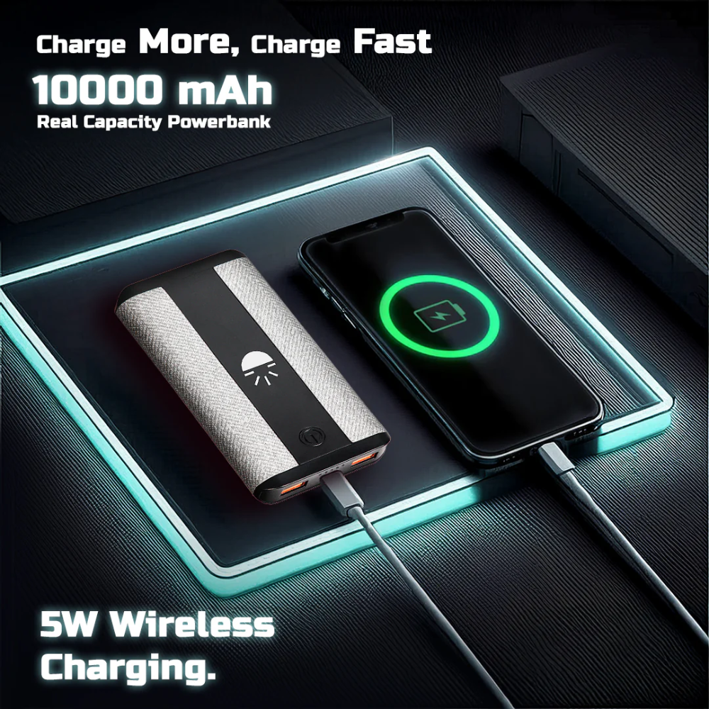 Glow Gadgets Blaze-Jute Finished Powerbank-10000mAh-Black with Grey - Image 16