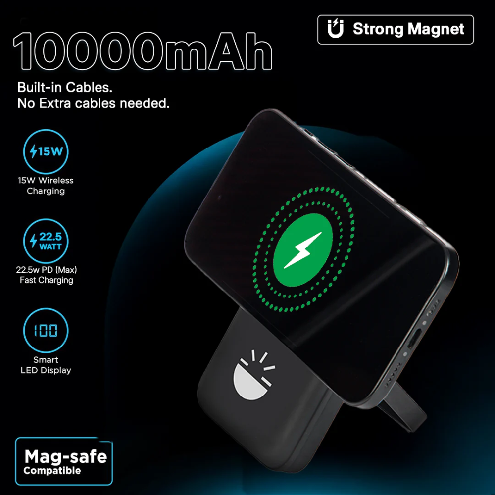 Glow Gadgets Gleam-MagSafe Powerbank Fast Charging-10000mAh-Black - Image 13