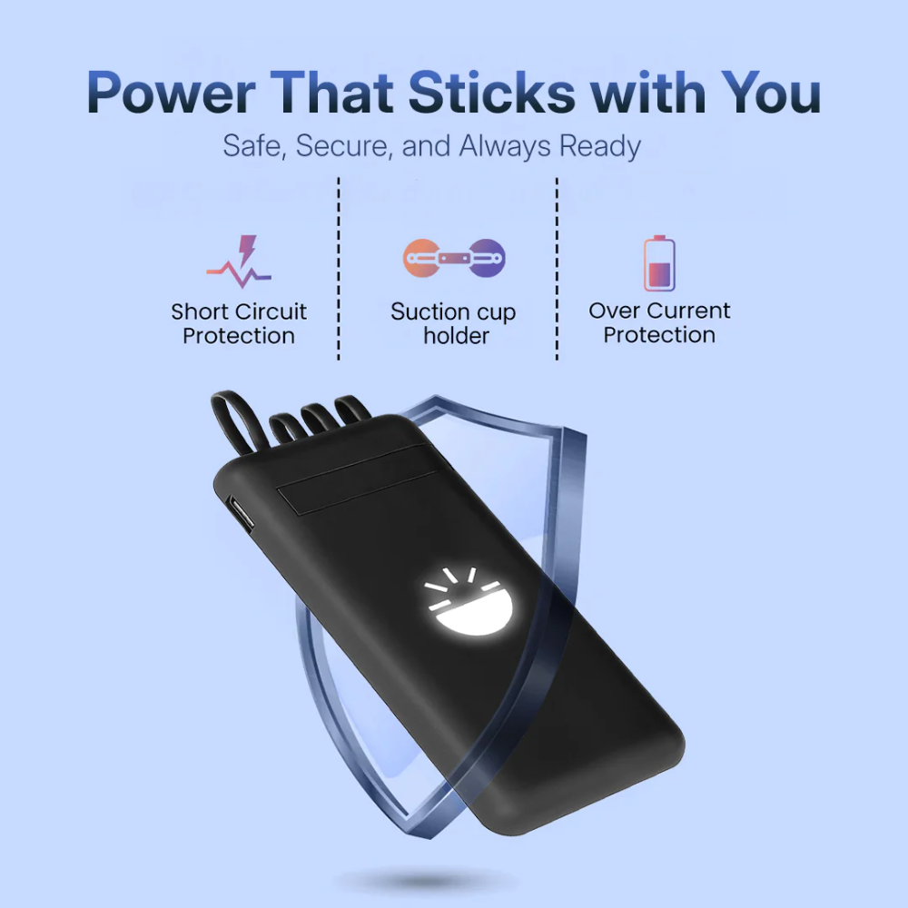 Glow Gadgets Ray-Suction With Wireless Fast Charging Powerbank-10000mAh- Black - Image 19