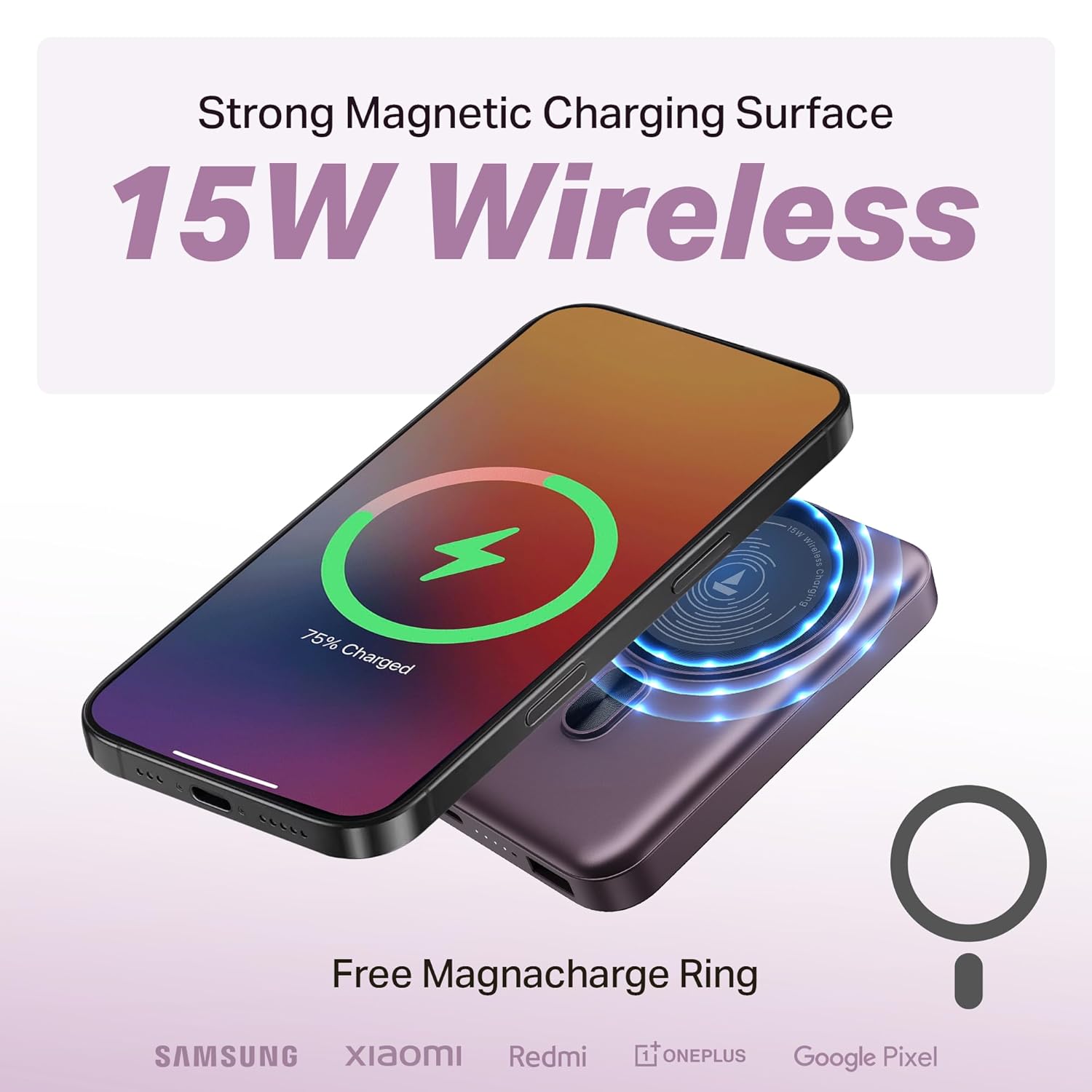 Boat Energy Shroom PB331,10000mAh Magnetic Wireless Powerbank- Purple - Image 33
