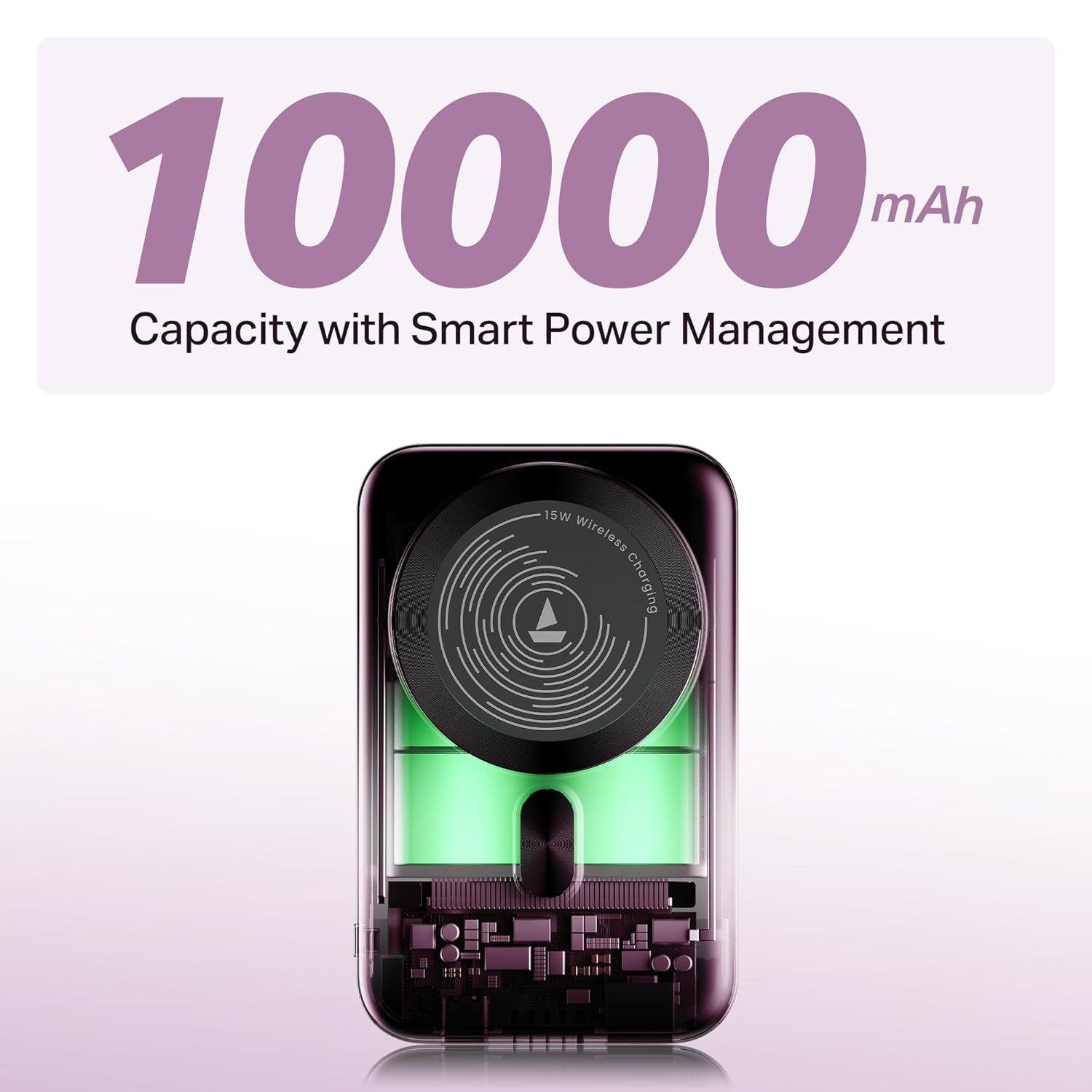 Boat Energy Shroom PB331,10000mAh Magnetic Wireless Powerbank- Purple - Image 34