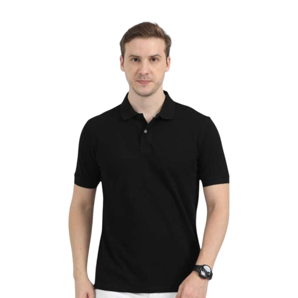 Reebok Polo T-Shirt- 100% Cotton- Black