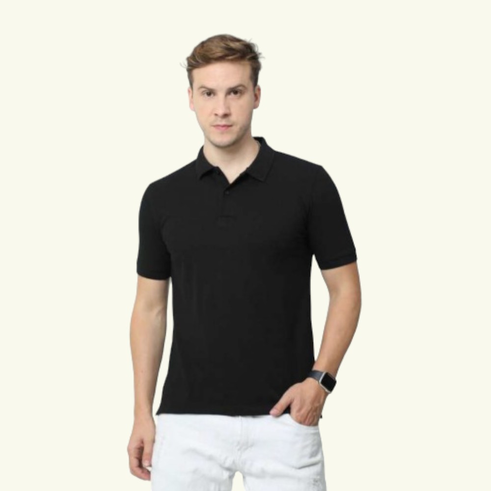 Van Heusen Poly Cotton T shirt- Black