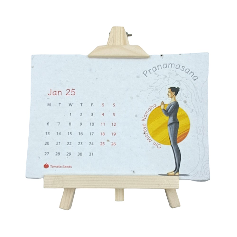 Nature’s Asana Plantable Desktop Calendar Wooden A-Stand 7"x5" - Image 2
