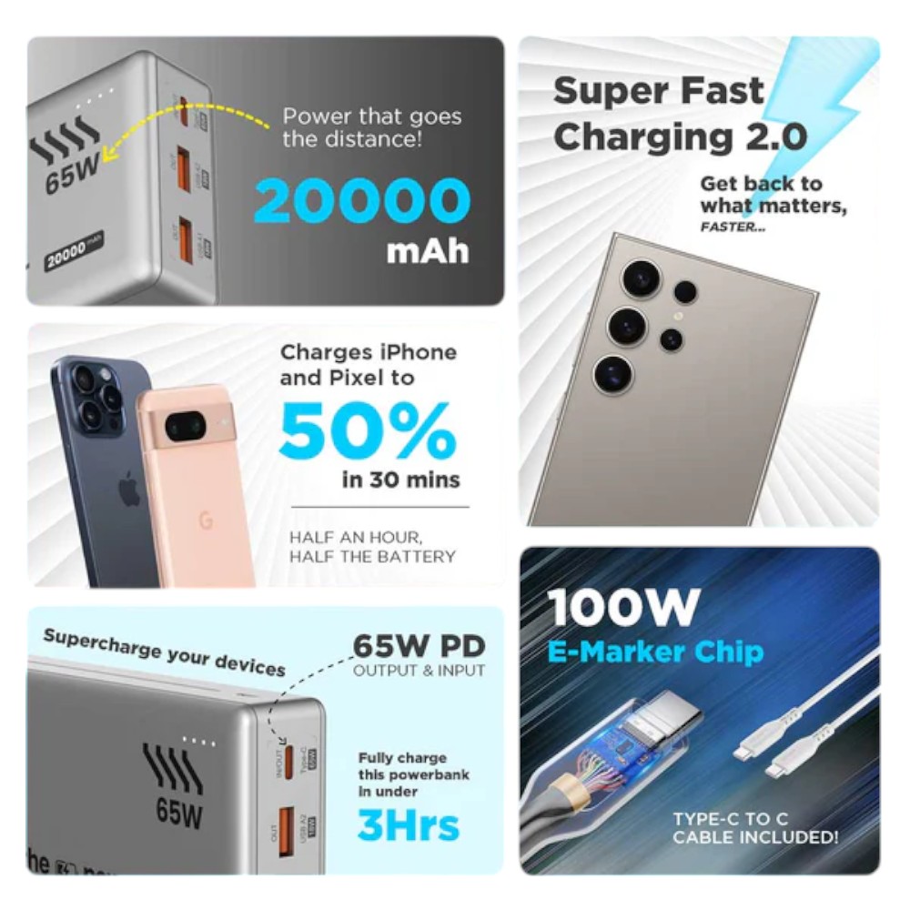 Stuffcool Major Ultra Laptop Charging Power Bank- 20000mAh- Grey - Image 9