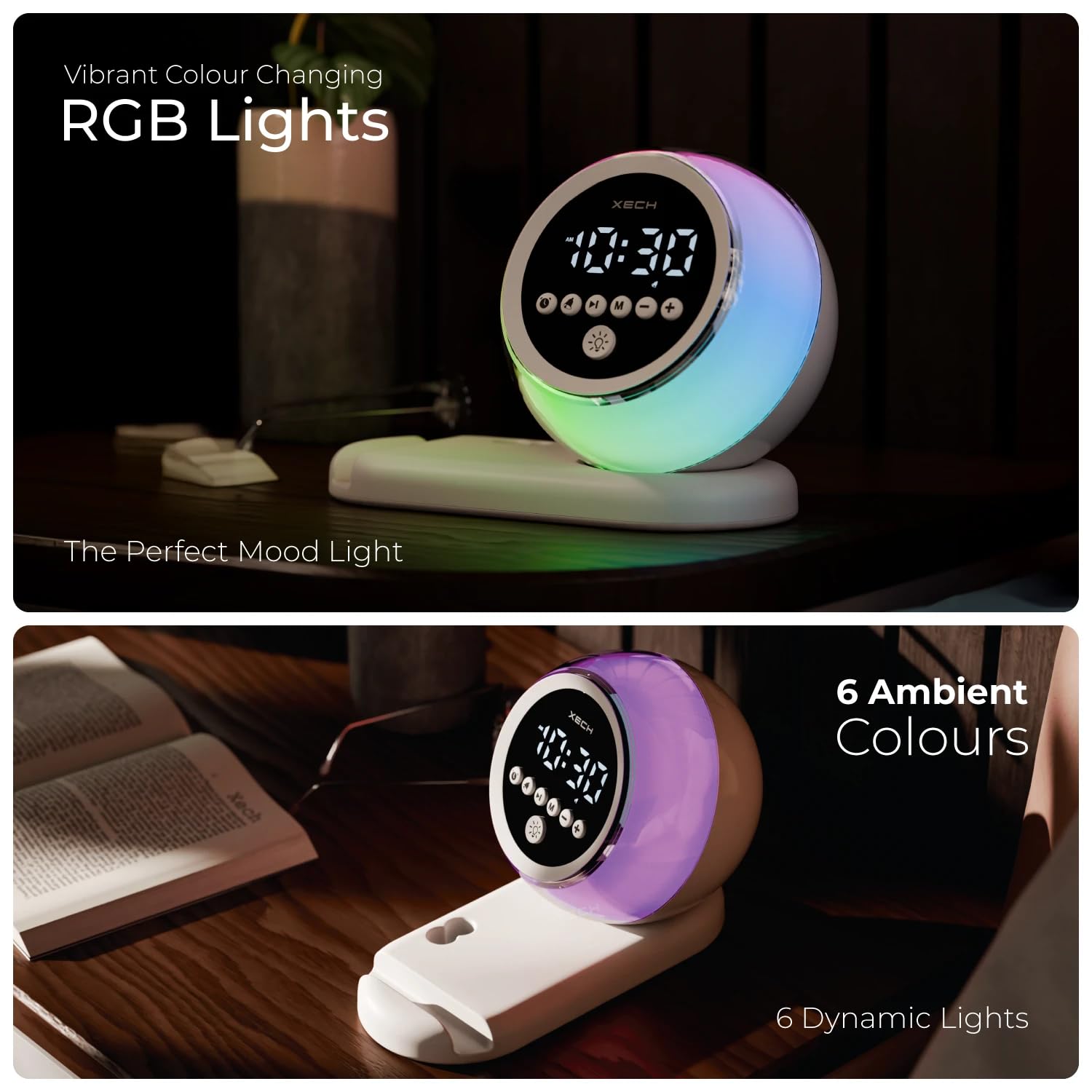 Xech Hue Ambient Digital Clock Speaker- 5W- White - Image 8