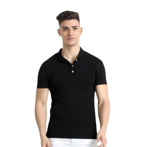 Monte Carlo Cotton Polo T-shirt- Black
