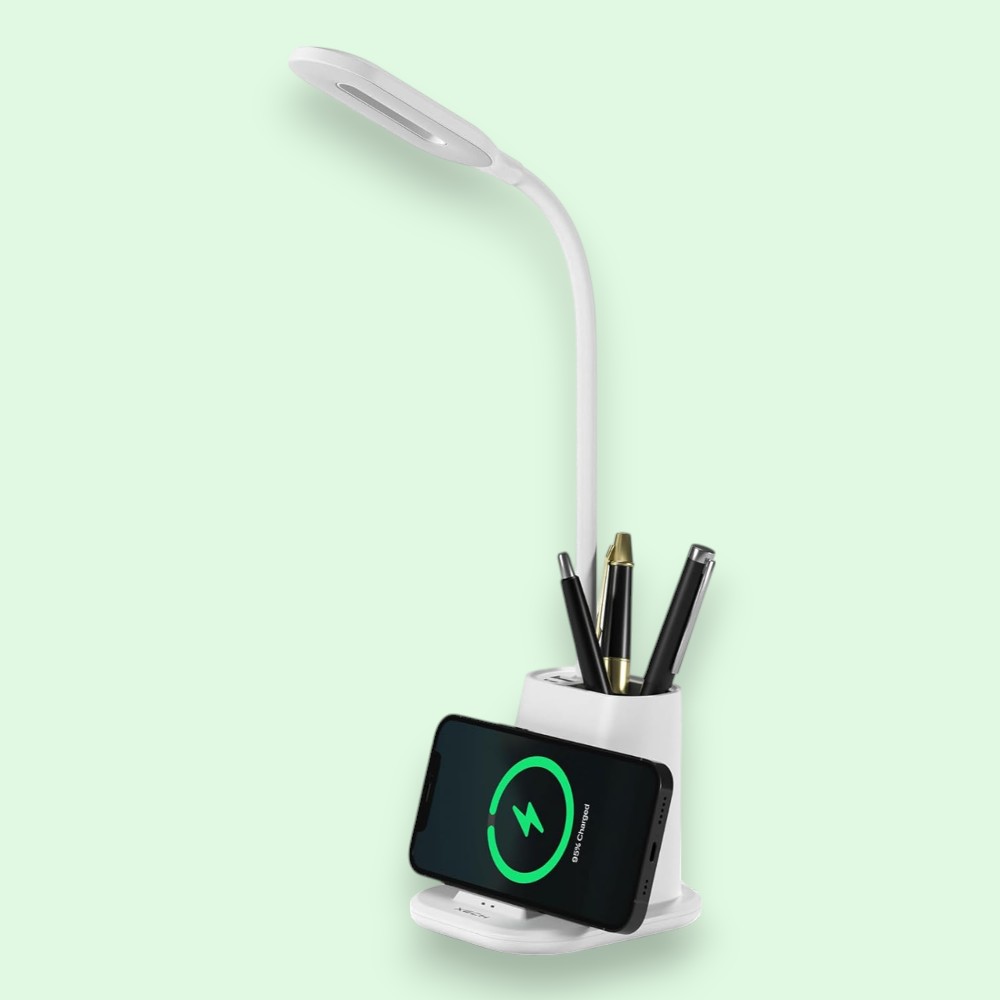 Xech Quest Pro Table Lamp with Wireless Charger- White - Image 4