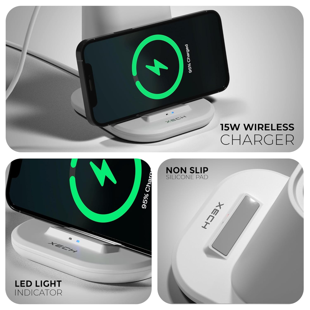 Xech Quest Multifunctional Pen Stand with Wireless Charger- White - Image 7