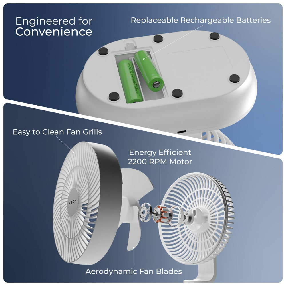 Xech BreezX Rechargable Fan- White - Image 5