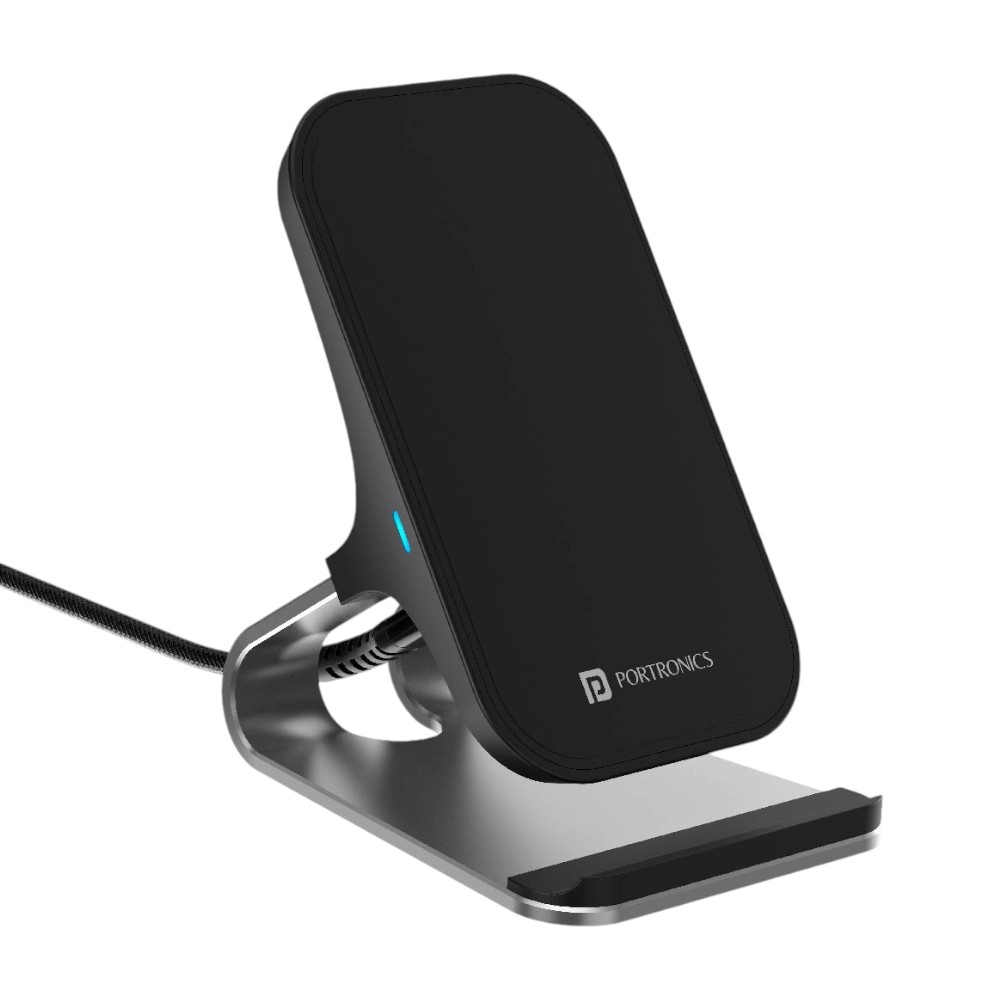 Portronics Freedom 15 plus 15W Desktop Wireless Charger + Mobile Stand- Silver - Image 5