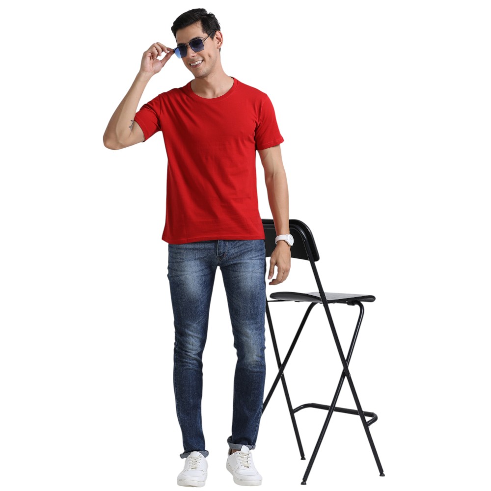 Swiss Military Dynamic Men's Round Neck T-Shirt- Red - Image 5