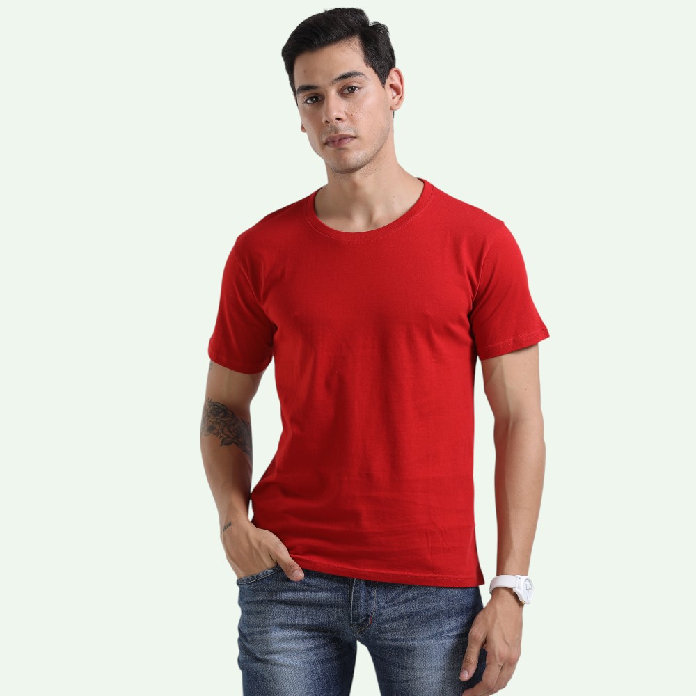 Swiss Military Dynamic Men's Round Neck T-Shirt- Red - Image 7