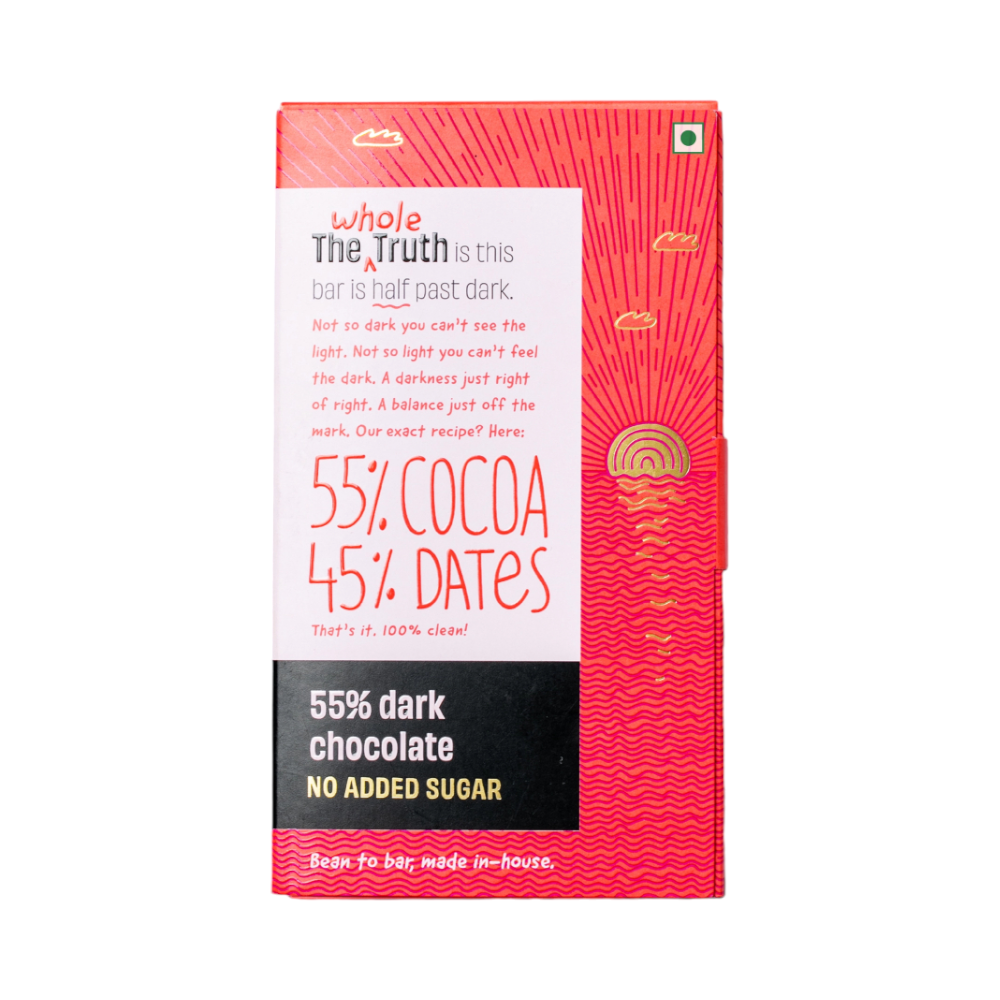 The Whole Truth 55% Dark Chocolate Sweetened with Dates-80g - Image 12