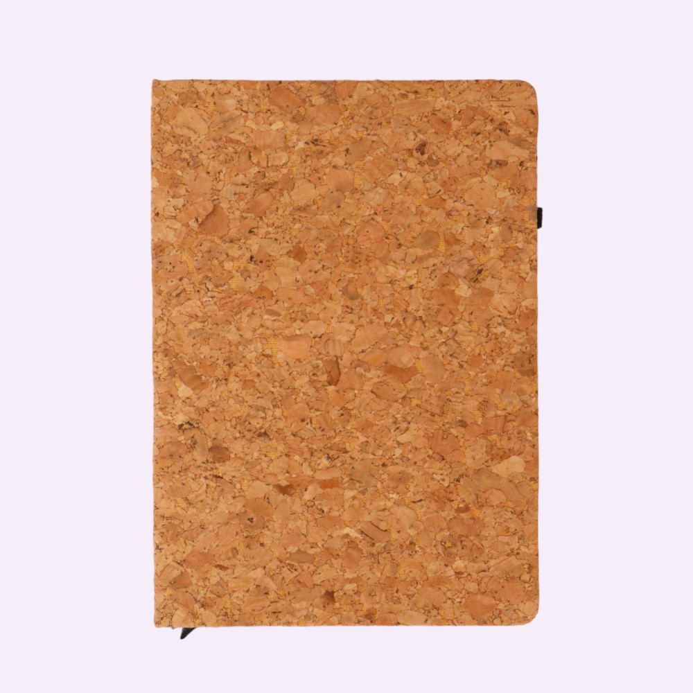 Cork Eco Friendly A5 Notebook With Hard Bound Cover And Elastic Fastener- Natural Brown