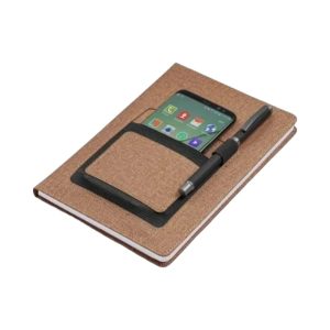 Castillo Milano A5 Notebook with mobile pocket, card holder pocket & Pen loop- Grey